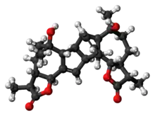 Ball-and-stick model of the absinthin molecule