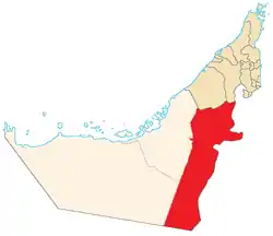 Location of the Eastern Region in the Emirate of Abu Dhabi