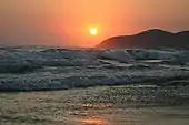 A sunset over the Pacific Ocean in Acapulco, Mexico.