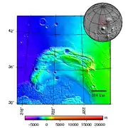 Topography map of Acheron Fossae