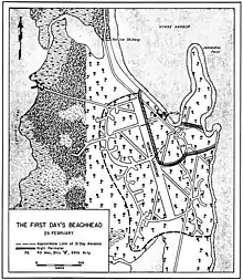 Map showing a tiny perimeter nestled next to an airstrip.