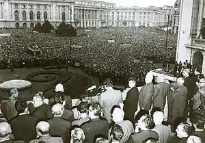 Image 66Nicolae Ceauşescu condemning the Warsaw Pact invasion of Czechoslovakia in 1968 (from History of Romania)