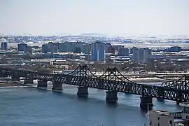 An aerial view of downtown Sinuiju - North Pyongan's capital