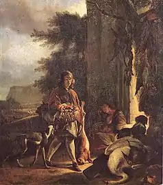 After the Hunt (1665), oil on panel, 44.7 × 34.5 cm.,  Alte Pinakothek