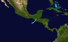 The short track of Agatha towards the Mexico/Guatemala border.