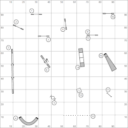 Course map showing the layout of the course in the preceding photos. Maps like this are commonly used by officials to communicate the course to handlers.