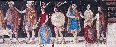 Fresco of Macedonian soldiers