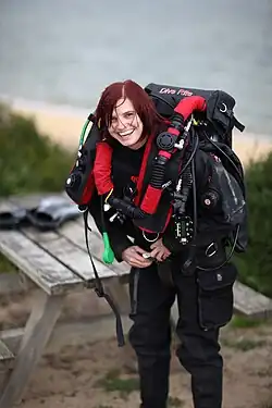 Portrait of Agnes Milowka by James Axford at Melbourne Port Phillip Bay location, 2010.