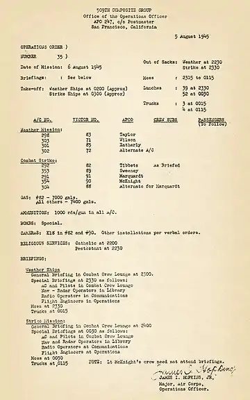 A typed page of instructions