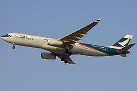 An Airbus A330-300 (B-LAD) in 100th aircraft livery.