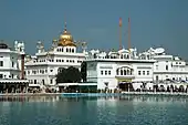 Gilded onion domes of the Akal Takht in Amritsar, Punjab, India