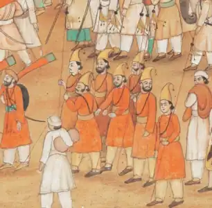 Guards of Akbar Shah II during the Durbar procession accompanied by the British Governor Charles Metcalfe