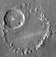 The central peak ring. The bright patches are hollows.