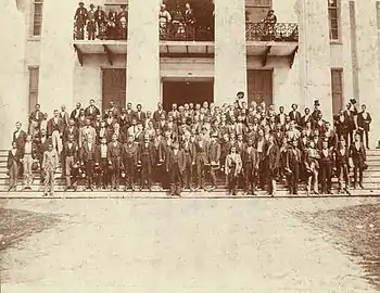 Image 29Members of the Alabama state legislature on the steps of the Capitol in Montgomery during Reconstruction (1872) (from History of Alabama)