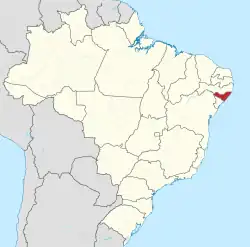 Map of Brazil with Alagoas highlighted