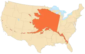 Image 18Alaska's area compared to the 48 contiguous states (from Geography of Alaska)