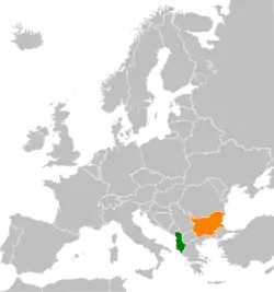 Map indicating locations of Albania and Bulgaria