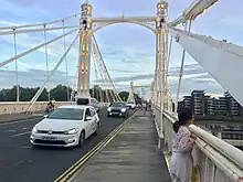 Albert Bridge from the Chelsea front. September 2023.