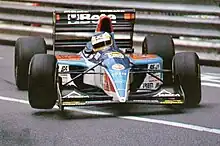 Michele Alboreto driving at the 1994 Monaco Grand Prix.