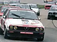 Alfa Romeo GTV6 at Hockenheimring, during the 1984 DTM series.