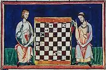 Image 4Some of the earliest examples of chess-related art are medieval illustrations accompanying books or manuscripts, such as this chess problem from the 1283 Libro de los juegos. (from Chess in the arts)