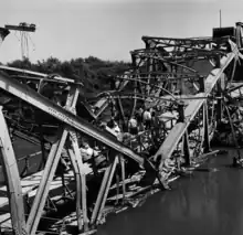 The bridge after being destroyed by Israel during the 1967 Six-Day War