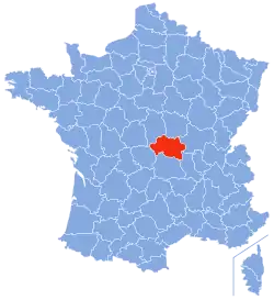 Location of Allier department in France