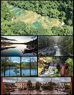 Clockwise from top:  Semuc Champey in Lanquin, Lachua Lagoon in Coban, Cahabon river in San Pedro Carcha, Chichoj Lagoon in San Cristobal Verapaz, Finca Aurora in San Cristobal Verapaz & Coban Central Park