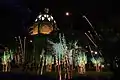 The palace lit during Christmas in Medellín.