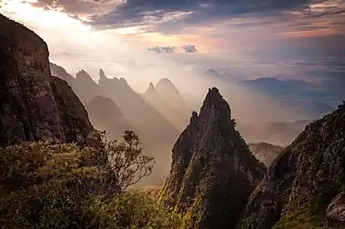 Image 21Serra dos Órgãos National ParkPhotograph: Carlos Perez Couto, edit: The PhotographerA series of rock formations, with the Dedo de Deus (God's Finger) peak in the background, at the Serra dos Órgãos National Park in Rio de Janeiro state, Brazil. Established in 1939 as the country's third national park, Serra dos Órgãos National Park contains the Serra dos Órgãos mountain range as well as several water sources.More selected pictures