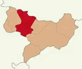 Map showing Merzifon District in Amasya Province