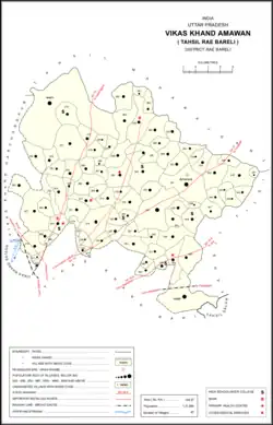 Map showing Hardaspur (#305) in Amawan CD block