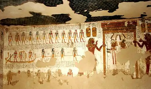 The journey of Ra among the underworld deities — from the tomb of Pharaoh Merneptah (c. 1213–1203 BC).