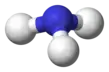 Ball-and-stick model of the ammonia molecule