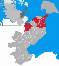 Map of Ostholstein highlighting Oldenburg-Land