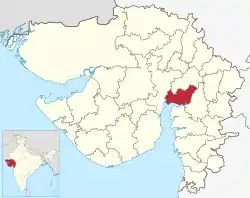 Location of district in Gujarat