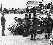 Image 87Georgios Tsolakoglou with Wehrmacht officers arrives at Macedonia Hall of Anatolia College in Thessaloniki, to sign the surrender (April 1941) (from History of Greece)