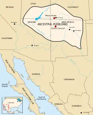 A color map of Ancestral Puebloan boundaries