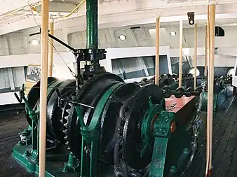 Anchor windlass in forecastle