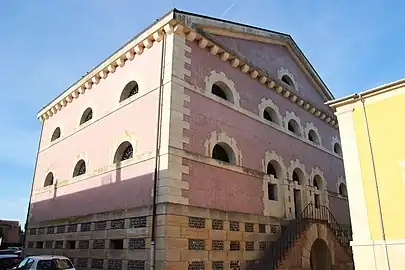 Prison façade, courthouse side.