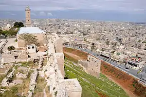 Citadel of ancient Aleppo, overlooking the modern city