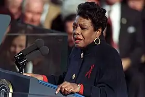 Maya Angelou speaking at the first inauguration of President Bill Clinton