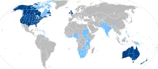 Image 20Countries where English is natively spoken or has official status (from Culture of England)