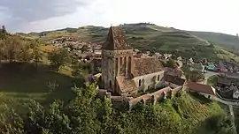 The medieval Evangelical Lutheran Transylvanian Saxon fortified church at Brateiu/Pretai