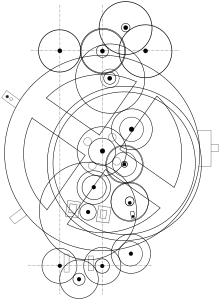 Image 15Diagram of the Antikythera mechanism, an analog astronomical calculator (from Science in classical antiquity)