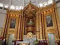 Main retablo of the cathedral, with the image enshrined in glass.