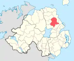 Location of Antrim Lower, County Antrim, Northern Ireland.