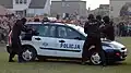 Anti-terrorism officers of the Policja demonstrate their tactics at a Policja exhibition in Wolin.