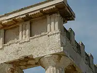 Frieze of the Temple of Aphaea with triglyphs slotted for metopes