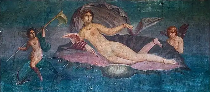 Venus rising from the sea, a wall painting from Pompeii